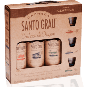 Kit 3 Miniatura Cachaça Santo Grau 375 ml