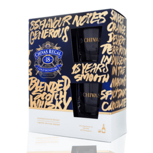 Kit Whisky Chivas Regal 18 anos 750ml + 2 copos