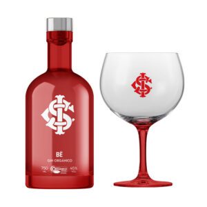 Kit Gin BË Internacional Garrafa Vermelha 750 ml com taça