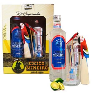 Kit Caipirinha Cachaça Chico Mineiro Prata 700 ml - Copo e Coqueteleira