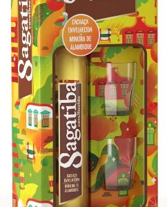 Kit Cachaça Sagatiba Envelhecida Ouro 700 ml c/ 2 Copos