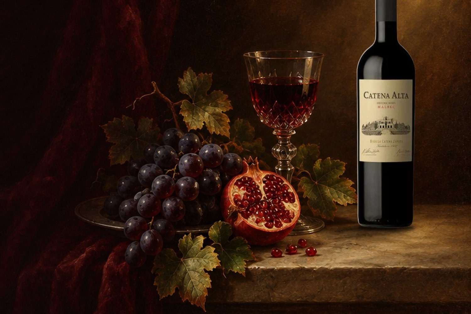 Catena Alta Malbec em natureza-morta clássica