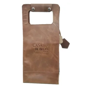 Case Porta Vinho Em Couro 2 Garrafas