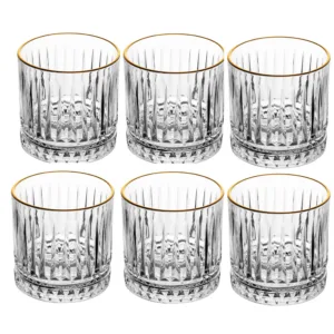 Kit 6 Copos Cristal C/Fio De Ouro Deli