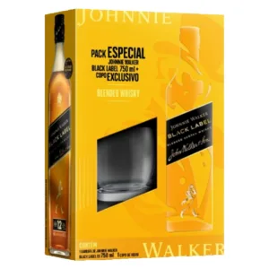 Kit Whisky Johnnie Walker Black Label 750ml+1 Copo de Vidro